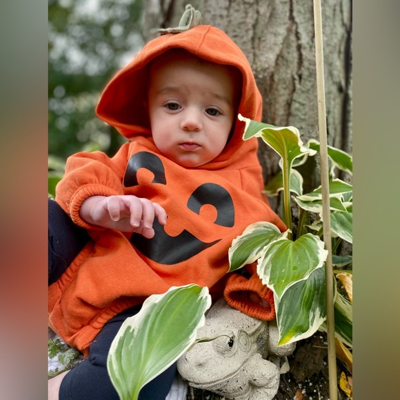 Unisex Pumpkin Costume Hooded One-Piece Romper - Picture 6 of 6